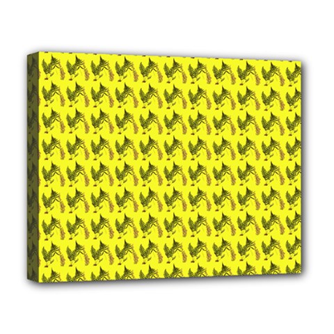 Fern Pattern 2 Yellow Deluxe Canvas 20  X 16  (stretched) by violetheavensky