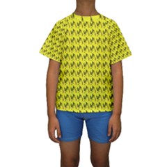 Fern Pattern 2 Yellow Kids  Short Sleeve Swimwear by violetheavensky