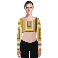 Abstract Pattern Geometric Backgrounds   Velvet Long Sleeve Crop Top by Eskimos