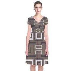 Abstract Pattern Geometric Backgrounds   Short Sleeve Front Wrap Dress by Eskimos