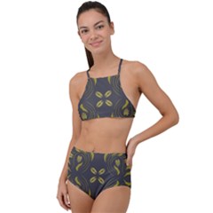 Folk Flowers Print Floral Pattern Ethnic Art High Waist Tankini Set by Eskimos