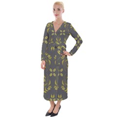 Folk Flowers Print Floral Pattern Ethnic Art Velvet Maxi Wrap Dress by Eskimos