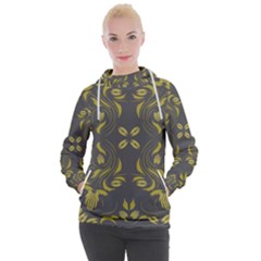 Folk Flowers Print Floral Pattern Ethnic Art Women s Hooded Pullover by Eskimos