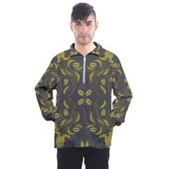 Folk Flowers Print Floral Pattern Ethnic Art Men s Half Zip Pullover by Eskimos