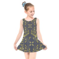 Folk Flowers Print Floral Pattern Ethnic Art Kids  Skater Dress Swimsuit by Eskimos