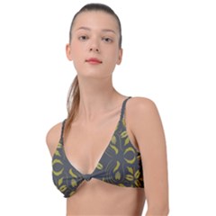 Folk Flowers Print Floral Pattern Ethnic Art Knot Up Bikini Top by Eskimos