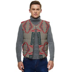 Abstract Pattern Geometric Backgrounds   Men s Short Button Up Puffer Vest	 by Eskimos