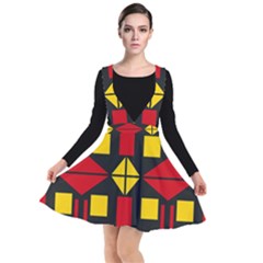 Abstract Pattern Geometric Backgrounds   Plunge Pinafore Dress by Eskimos