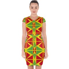 Abstract Pattern Geometric Backgrounds   Capsleeve Drawstring Dress  by Eskimos