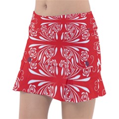 Floral Folk Damask Pattern Fantasy Flowers  Classic Tennis Skirt by Eskimos