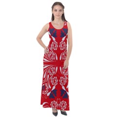 Floral Folk Damask Pattern Fantasy Flowers  Sleeveless Velour Maxi Dress by Eskimos