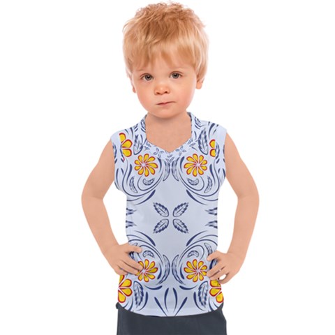 Floral Folk Damask Pattern Fantasy Flowers  Kids  Sport Tank Top by Eskimos