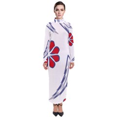 Folk Flowers Print Floral Pattern Ethnic Art Turtleneck Maxi Dress by Eskimos