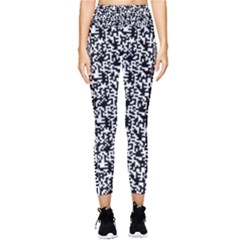 Black And White Qr Motif Pattern Pocket Leggings  by dflcprintsclothing