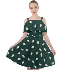 Leaves Pattern Cut Out Shoulders Chiffon Dress by CoshaArt
