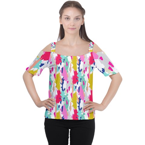 Acryl Paint Cutout Shoulder Tee by CoshaArt