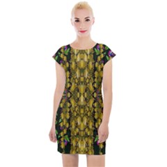 Fanciful Fantasy Flower Forest Cap Sleeve Bodycon Dress by pepitasart