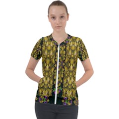 Fanciful Fantasy Flower Forest Short Sleeve Zip Up Jacket by pepitasart