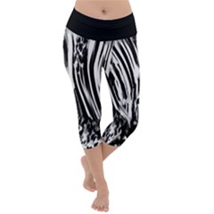 Zebra Leopard Black 7000 Lightweight Velour Capri Yoga Leggings by MickiRedd