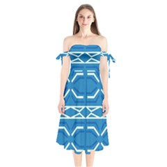 Abstract Pattern Geometric Backgrounds   Shoulder Tie Bardot Midi Dress by Eskimos