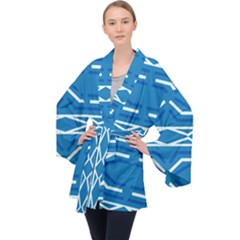 Abstract Pattern Geometric Backgrounds   Long Sleeve Velvet Kimono  by Eskimos