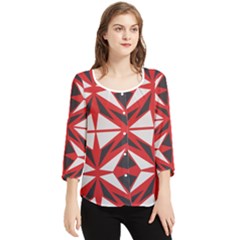 Abstract Pattern Geometric Backgrounds   Chiffon Quarter Sleeve Blouse by Eskimos