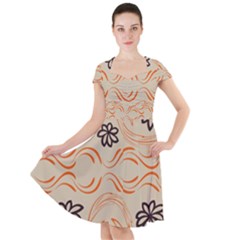 Folk Flowers Print Floral Pattern Ethnic Art Cap Sleeve Midi Dress by Eskimos