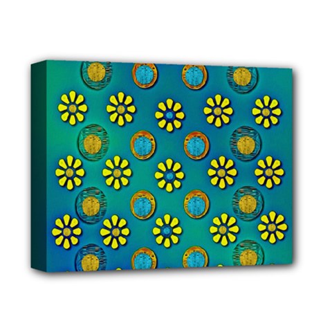 Yellow And Blue Proud Blooming Flowers Deluxe Canvas 14  X 11  (stretched) by pepitasart