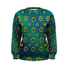 Yellow And Blue Proud Blooming Flowers Women s Sweatshirt by pepitasart