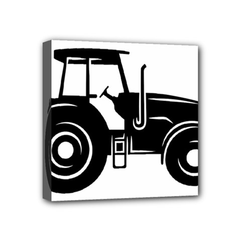 Black-farm-tractor-cut Mini Canvas 4  X 4  (stretched) by DinzDas