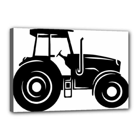 Black-farm-tractor-cut Canvas 18  X 12  (stretched) by DinzDas