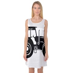 Black-farm-tractor-cut Sleeveless Satin Nightdress by DinzDas