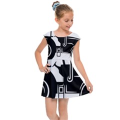 Black-farm-tractor-cut Kids  Cap Sleeve Dress by DinzDas