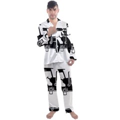 Black-farm-tractor-cut Men s Long Sleeve Satin Pajamas Set by DinzDas