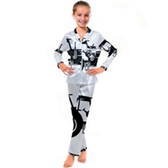 Black-farm-tractor-cut Kid s Satin Long Sleeve Pajamas Set by DinzDas