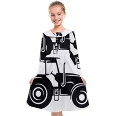 Black-farm-tractor-cut Kids  Midi Sailor Dress by DinzDas