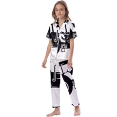 Black-farm-tractor-cut Kids  Satin Short Sleeve Pajamas Set by DinzDas