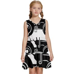 Black-farm-tractor-cut Kids  Sleeveless Tiered Mini Dress by DinzDas