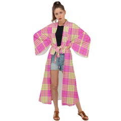 Pink Tartan 4 Maxi Kimono by tartantotartanspink