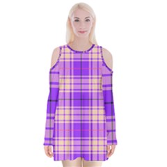 Pink Tartan 6 Velvet Long Sleeve Shoulder Cutout Dress by tartantotartanspink
