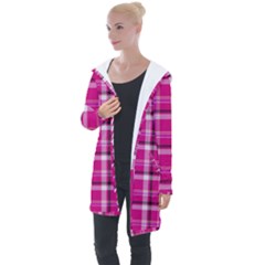 Pink Tartan-9 Longline Hooded Cardigan by tartantotartanspink
