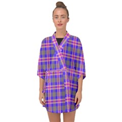 Tartan Purple Half Sleeve Chiffon Kimono by tartantotartanspink