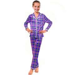 Tartan Purple Kid s Satin Long Sleeve Pajamas Set by tartantotartanspink