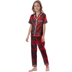 Cameron Clan Modern Tartan Kids  Satin Short Sleeve Pajamas Set by tartantotartansred