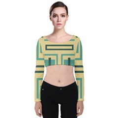 Abstract Pattern Geometric Backgrounds   Velvet Long Sleeve Crop Top by Eskimos