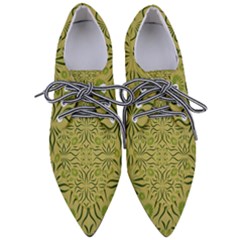 Floral Folk Damask Pattern Fantasy Flowers  Pointed Oxford Shoes by Eskimos