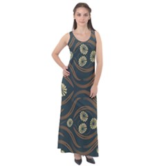 Folk Flowers Print Floral Pattern Ethnic Art Sleeveless Velour Maxi Dress by Eskimos