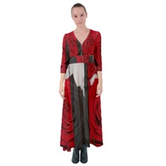 Roses Rouge Fleurs Button Up Maxi Dress by kcreatif