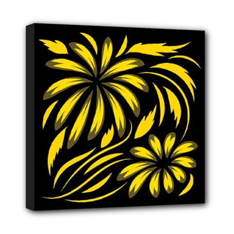 Folk Flowers Floral Art Print Flowers Abstract Art  Mini Canvas 8  X 8  (stretched) by Eskimos