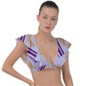 Abstract geometric design    Plunge Frill Sleeve Bikini Top View1